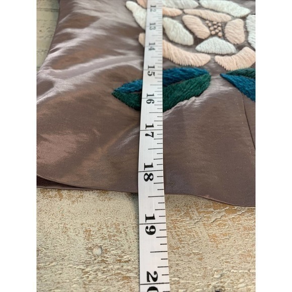 Elaine Collection New York Satin Blouse Top Crop Jacket Embroidered Floral Sz M - Picture 9 of 9